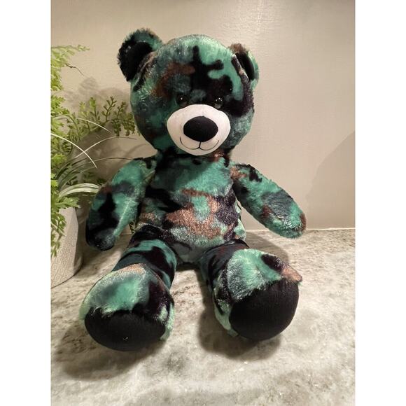 Build-A-Bear Workshop Other - Build a Bear Green Camouflage Teddy Bear 16" Plush Camo Stuffed Animal Toy BABW